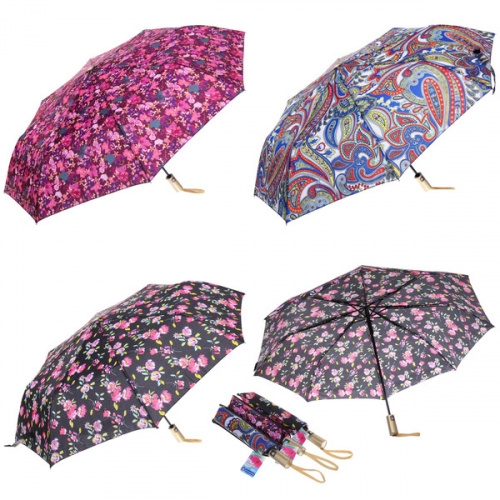 Зонт женский полуавтомат "Ампир", микс 4 цвета, 8 спиц, d-100см, длина в слож. виде 30см