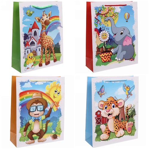 Пакет подарочный "Мультяшки" 26*32*10 см - АКЦИЯ