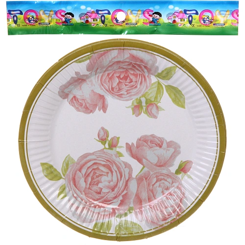 Тарелка бумажная 18 см в наборе 10 шт Розовый сад_4