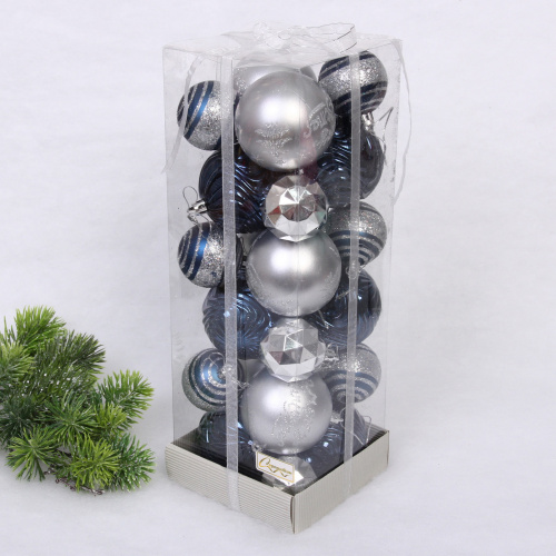 Набор шаров "Winter miracle" 7 см + 5 см (24 предмета), Сапфир/Серебро