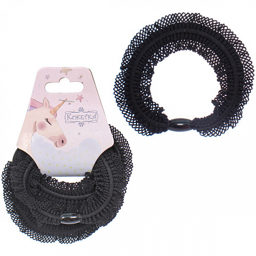Резинки для волос в наборе 5шт "АЛИСА", цвет цвет черный, d-5,5см (Подвес Единорог)