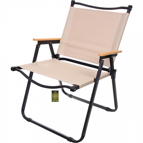 Кресло складное с подлокотниками до 100 кг DC-6009, 54*50*78 см, цвет: чёрный-бежевый, Турист Мастер