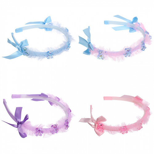 Ободок для волос детский "БАМБИ БУМ", мишки, цвет розовый, лавандовый и голубой, 1.5см