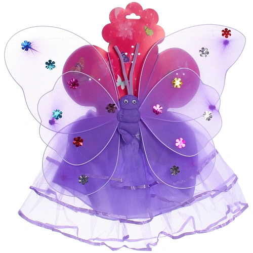 Карнавальный костюм Волшебная сказка (юбка, крылья, волшебная палочка, ободок), Сиреневый_6