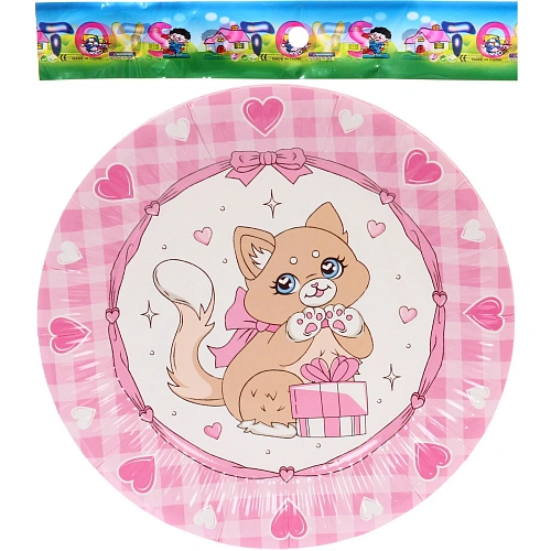 Тарелка бумажная 18 см в наборе 10 шт Милый котенок_3