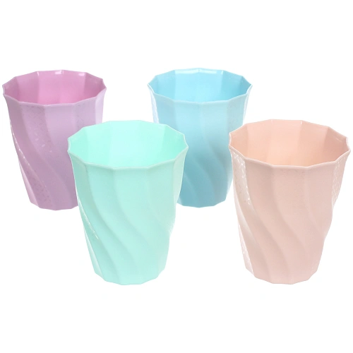 Стакан пластиковый 370мл Волны в наборе 4шт, микс цветов_3