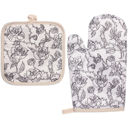 Прихватка в наборе с прихваткой-варежкой "Цветы" 25,5*16 см, 17*17 см
