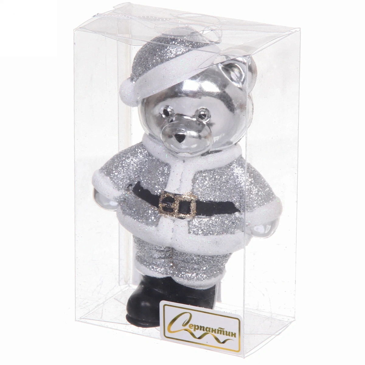 Ёлочная игрушка "Волшебный медвежонок" 8*5*12 см, серебро