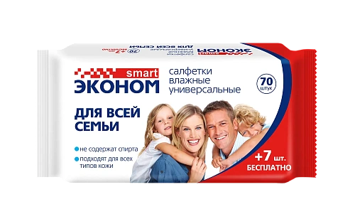 Салфетки влажные SMART Эконом для всей семьи Универсальные 77 шт