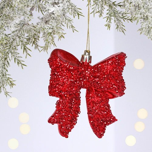 Ёлочная игрушка "Бант" 8.5*3*9.2 см, Красный