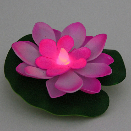 Растение водоплавающее Кувшинка d-10см с подсветкой от контакта с водой, розовый_5