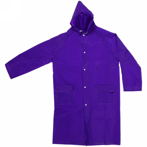 Дождевик-плащ "Урал" с капюшоном и завязками, на кнопках 140 Мкрн 110см фиолетовый ДоброСад