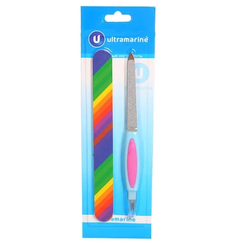 Маникюрный набор на блистере, 2 предмета "Ultramarine" (пилка металлическая с триммером и пилка наждачная радуга), 24*7см 