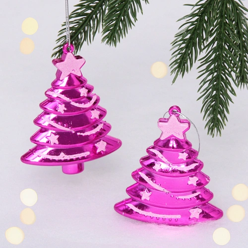 Елочные игрушки "Сказочная ёлочка" 8 см (набор 2 шт), Розовый