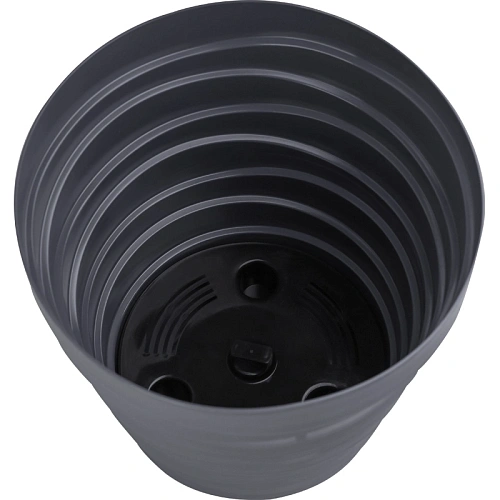 Кашпо для цветов пластиковое 0,9л d-13,2см Бархан Антрацит_3