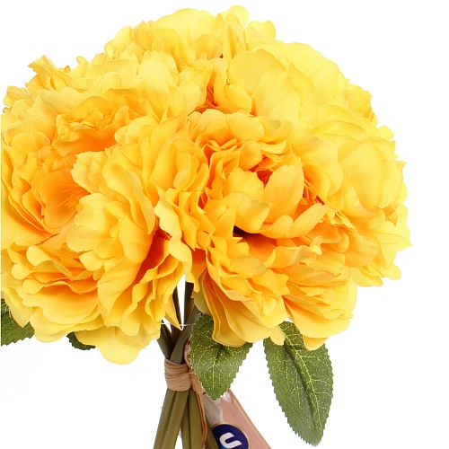 Искусственные цветы Пионы 28см букет 6 шт желтые_5