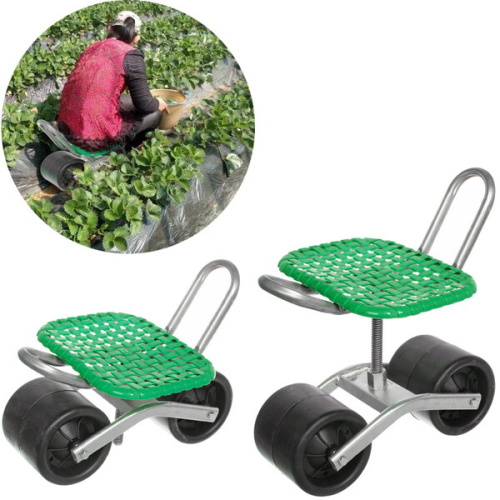 Стул садовый на колесах для прополки и работы в саду 35*47*14см с поворотным механизмом(360°), цвет зеленый