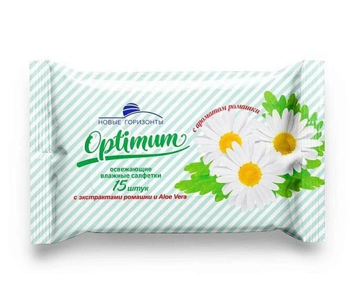 Салфетки влажные Новые Горизонты OPTIMUM ромашка 15 шт
