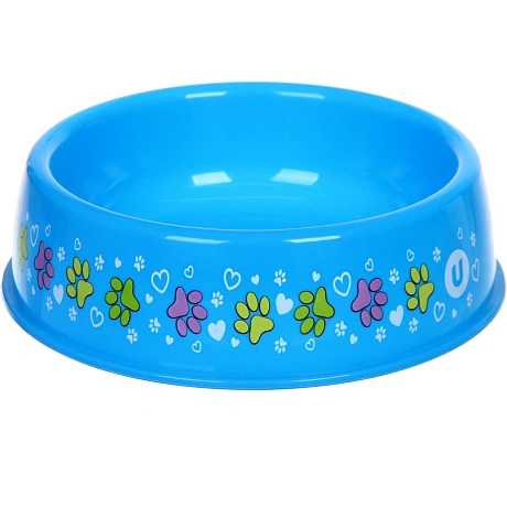 Миска пластиковая "МОЙ БРО - Лапки царапки!, цвет небесно-синий ,  21*6,5см (логотип на миске) 700мл
