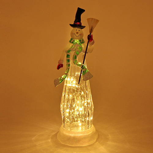 Сувенир с подсветкой "Снеговик с метлой" 34*11 см