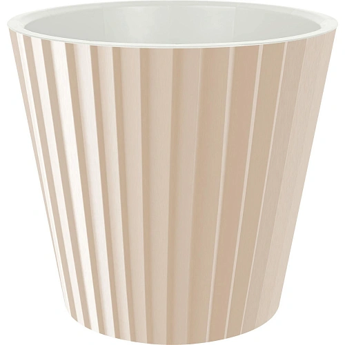 Горшок для цветов пластиковый 15,8л d-32см "Sand" c дренажной вставкой, на колесиках молочный шоколад