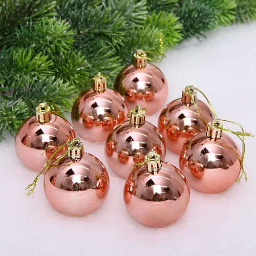Новогодние шары 5 см (набор 24 шт) "Глянец", розовое золото
