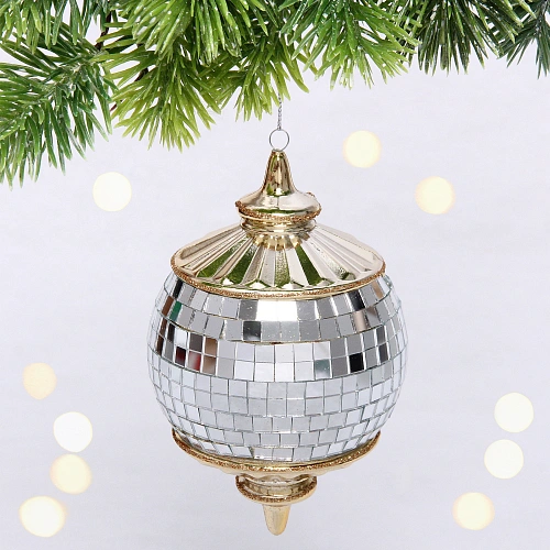 Елочная игрушка "Новогодняя дискотека" 8*8*13 см, золото