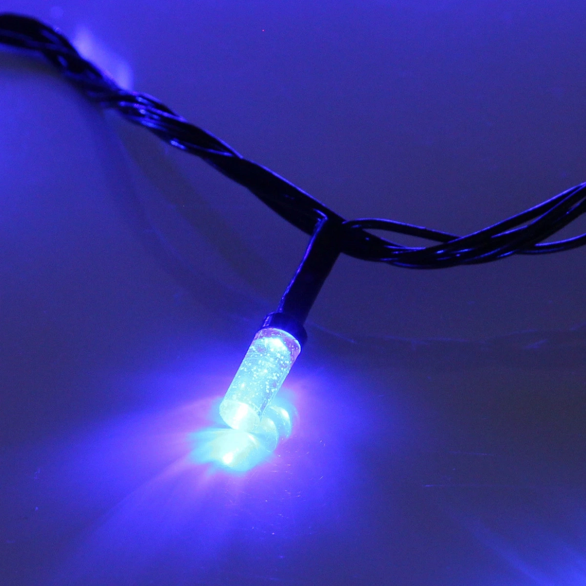 Гирлянда для дома НИТЬ "Хрусталь" 8 м 50 ламп LED, черный пров,IP-40. 8 режимов, Синий (возможность соединения)