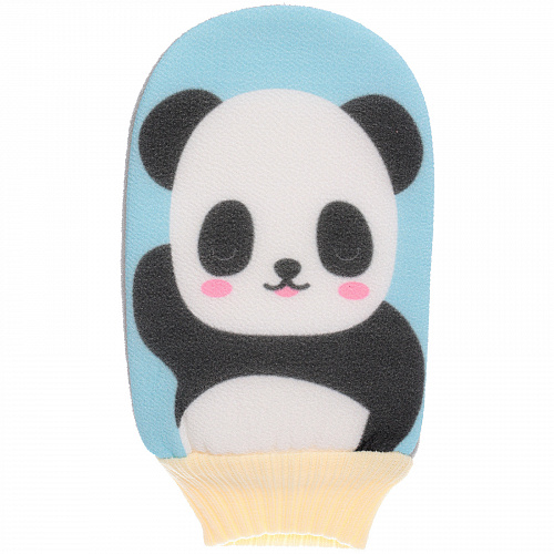 Мочалка-варежка для тела детская "MIR KRASOK", милая панда, цвет как на фото, 23*15см, (ZIP пакет)