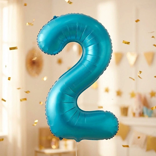 Шар фольгированный 32'/81см "Цифра "2" (голубой)