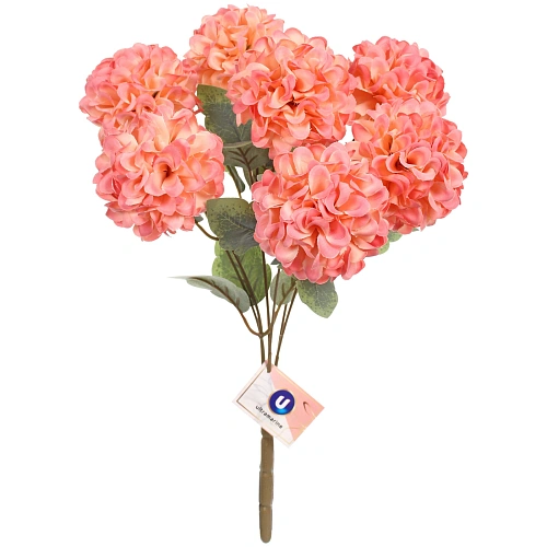 Искусственные цветы Букет гортензий 41см 7 цветков розовые_4
