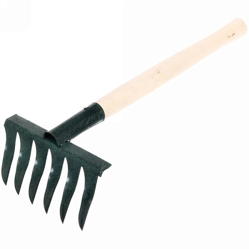 Грабли витые 6 зубьев металлические с деревянной ручкой