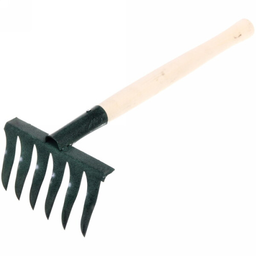 Грабли витые 6 зубьев металлические с деревянной ручкой