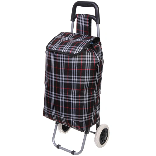 Тележка хозяйственная с сумкой (88*34*30см, колеса 16 см,грузоподъемность до 30 кг) клетчатая DC-306