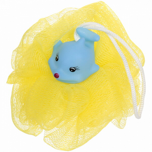 Мочалка-шар для тела полипропиленовая детская "Baby Boom - Дельфин", цвет желтый, 20гр, d-11см