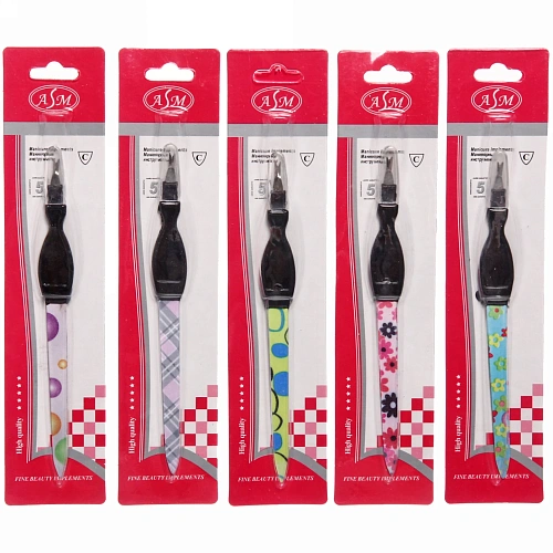 Пилка для ногтей металлическая с триммером на блистере Галант, цвет ручки микс матовый, цвет пилки микс,16,5см_11