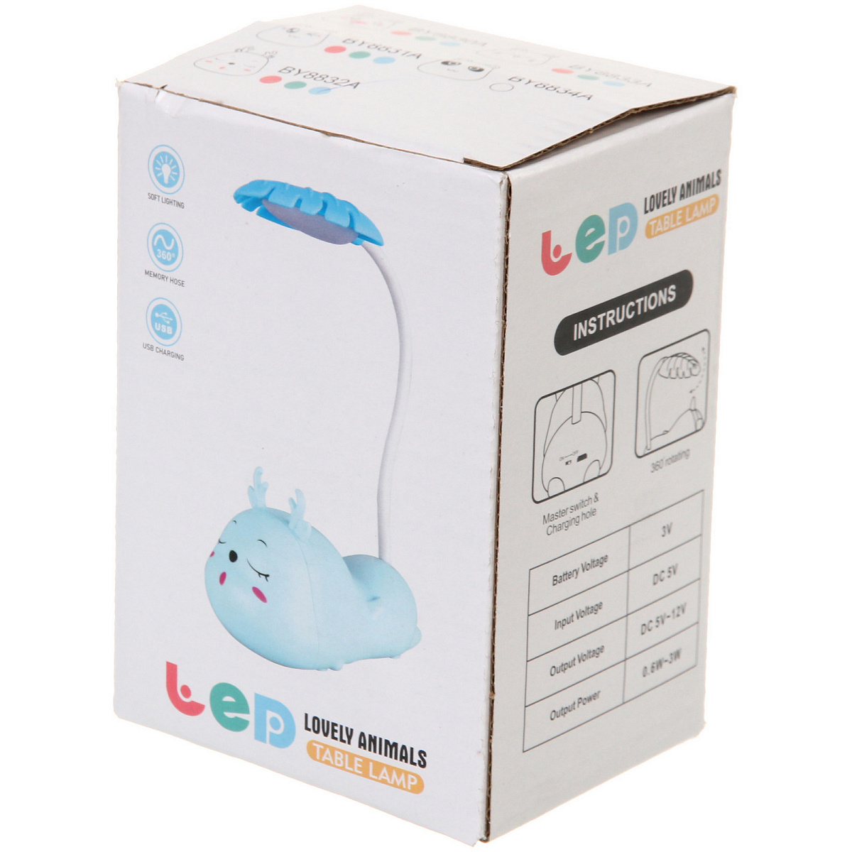 Настольная лампа "Sweet deer" 7.5*13.5*20 см LED, USB 0.6-3W, Голубой