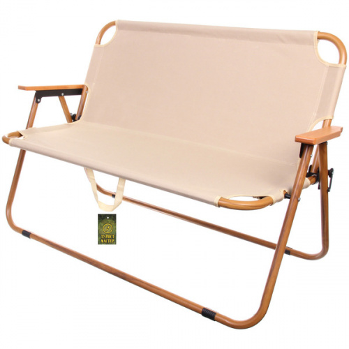 Кресло складное 2-местное с подлокотниками до 160 кг, 113*46*75 см, цвет: бежевый, каркас алюминий, Турист Мастер