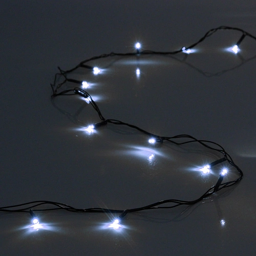 Гирлянда для дома  1,5м 12 ламп LED зелёный пров.,8 реж, IP-20, Белый