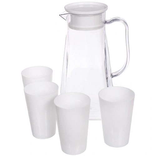Кувшин пластиковый 1.7л "Летний хит" в наборе с 4-мя стаканами 200мл