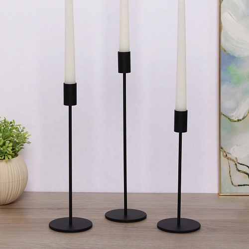 Подсвечники "IDEAL" 22 /27/32 см (набор 3 шт), Черный