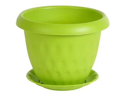 Горшок для цветов пластиковый 0,9л d-14см "Розетта" c поддоном зеленый С125ЗЕЛ