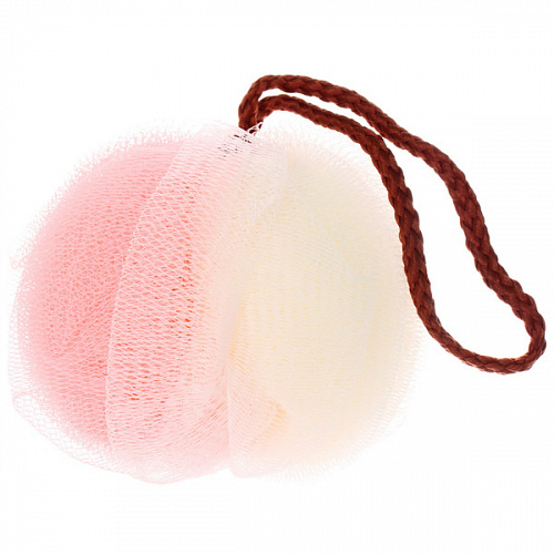 Мочалка нейлоновая "Premium - PORTENO", цвет белый / розовый, 50гр, (ZIP пакет)