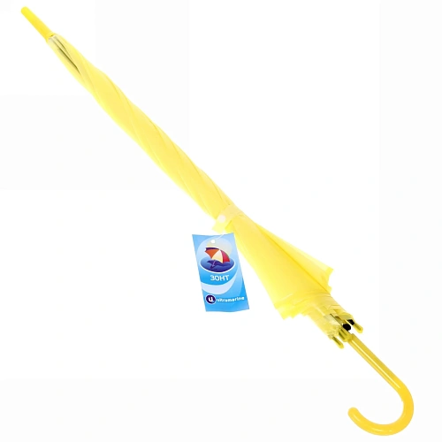 Зонт-трость женский Классический цвет желтый, 8 спиц, d-92см, длина в слож виде 71см_4