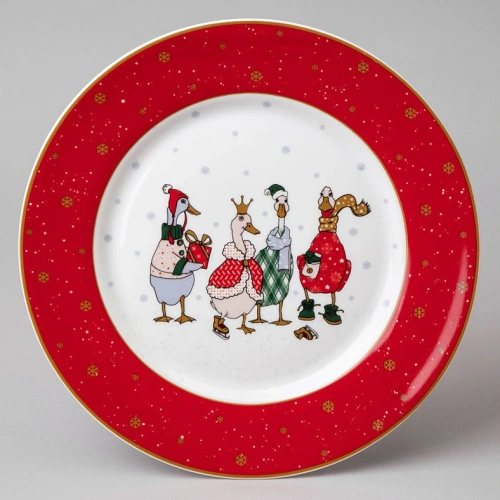 Тарелка фарфоровая обеденная "Family christmas" 25см