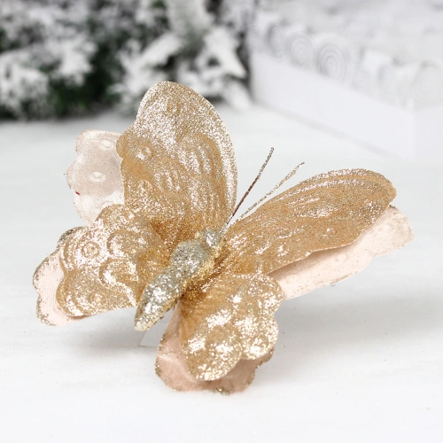 Украшение новогоднее "Бабочка" 17*15 см, Шампань