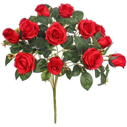 Искусственные цветы Розовая фантазия 48см 13 цветков красные_4