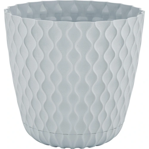 Горшок для цветов пластиковый 4,7л d-20,5см "Wave" с дренажной сеткой и съемным поддоном, утренний туман