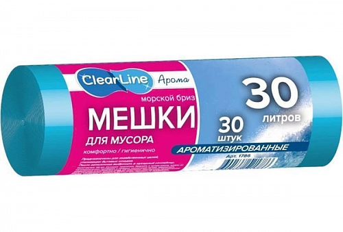 Мусорные мешки 30л/30шт морской бриз "Clear Line"