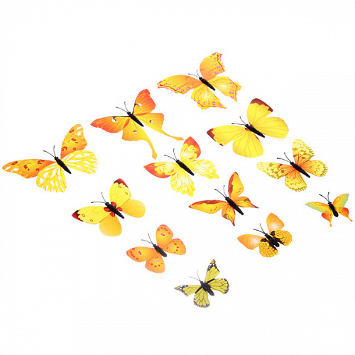 Набор для декора "Волшебные бабочки" 12 шт, Жёлтый